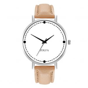 Montre A Quartz Analogique Pour Homme, Bracelet En Cuir Pu, Cadran Rond Simple, Tendance, Zl66-Yo (Beige) - Neuf