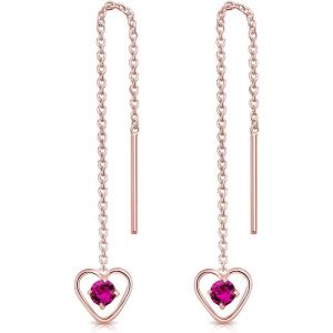 Kal-&reg; Boucles D'oreilles Pendantes &Agrave; Cha&icirc;ne En Argent Fin 925 Plaqu&eacute; Or Rose - Coeur Avec Mini 3 Mm Cristaux De Swarovski&reg; Elements Ronds - Choix De Diff&eacute;rentes Couleurs - Neuf