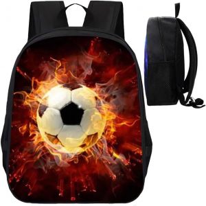 KALSC-Flame Football Cartable,Sac À Dos Pour Enfants,Cool Imprimé Sac À Bandoulière,Cartoon Imprimé Cartable,Garçon Football Sac À Bandoulière,Sac D'École De Football-16 Pouces - Neuf