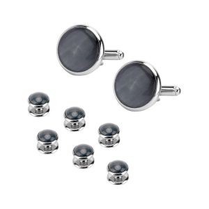 Boutons De Manchette Ronds En Opale Noire Pour Homme, Accessoires Pour Costume Et Chemise, Style Classique, Tenue De C¿¿R¿¿Monie, Design ¿¿L¿¿Gant - Neuf