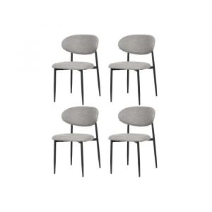 Chaise de salle &agrave; manger Samuel Grey, lot de 4, design classique, structure en m&eacute;tal - Neuf