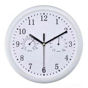 Horloge de piscine exterieure 10' a piles, resistante aux intemperies, avec hygrometre et thermometre, argentee, ref. : 1945 - Neuf