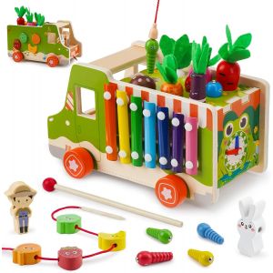 Montessori Toy from 1 2 3 4 Years Old 10 in 1 Wooden Sorting Toy Stackable Toy Plant Theme Motor Skills Gift for Girls Boys Kids Baby - Neuf