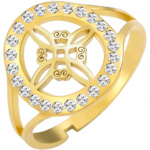 Bague Noeud Sorci&egrave;re Pour Les Femmes Anneau Noeud Celtique Quaternaire Sorci&egrave;res En Acier Inoxydable R&eacute;glable Anneaux De Doigt Ouvert Avec Zircon Clair Amulette Sorci&egrave;re Bijoux - Neuf