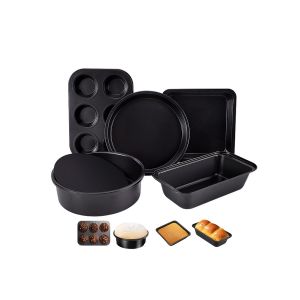 Ensemble De 5 Pi&egrave;ces De Moules &Agrave; P&acirc;tisserie Antiadh&eacute;sifs En Acier Au Carbone Pour La Cuisson Au Four - Comprend Des Moules &Agrave; G&acirc;teaux, &Agrave; Muffins Et &Agrave; Toasts - Neuf