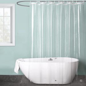 KALANKA-Rideau Douche Transparent, 180 x 200cm Rideau Douche Anti Moisissure Rideau de Douche Transparente PEVA Imperm&eacute;able avec 12 Crochets de Rideau Baignoire pour Douche &agrave; Domicile ou Baignoire - Neuf