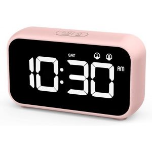 Reloj Despertador Digital Led Con Función De Repetición, 2 Alarmas, Recargable Por Usb, Superficie De Espejo, 12/24 H, Para Dormitorio, Oficina, Reloj. - Neuf