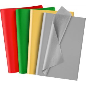 100 Feuilles De Papier De Soie De No&euml;l Rouge Vert Argent Dor&eacute; Papier De Soie Pour Emballage Cadeau Pour Cadeaux De Vacances, Sacs Artisanaux Et D&eacute;corations De F&ecirc;te - Neuf