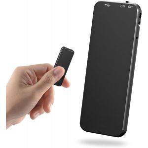 JEXNOVASHOP-64Go Enregistreur Vocal, 40H Mini Dictaphone avec Bo&icirc;tier M&eacute;tallique Noir pour Conf&eacute;rences Cours Entretiens - Neuf