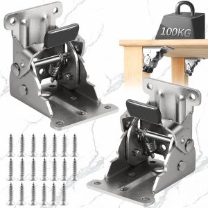 2 Pi&egrave;ces Charni&egrave;res autobloquantess, Raccord de Jambe Pliable, Charni&egrave;re Pliante Autobloquante de 90 Degr&eacute;s, Charni&egrave;res de support autobloquantes, Capacit&eacute; maximale : 250 kg (avec 20 vis) - Neuf