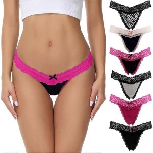 Strings Pour Femmes, G-String Taille Basse Sans Couture Dentelle T Dos, Culotte String De Sous-Vêtements Pour Femmes Plusieurs Couleurs (Pack De 6, Xl) - Neuf