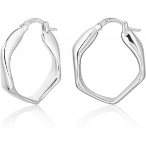 Boucles D'oreilles En Argent 925 Femmes,Boucles D'oreilles Créoles Hypoallergéniques Mini Boucles D'oreilles Épaisses Boucles D'oreilles Huggie Larges Créoles.[X34] - Neuf