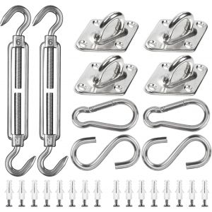 SEPT-Kit de Fixation pour Voile D'ombrage 42 Pièces de Matériel en Acier Inoxydable pour Installation de Voile d'ombrage Rectangulaire et Triangulaire, M6 - Neuf