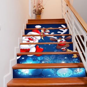 No&euml;l 3d De L'escalier Autocollant D&eacute;coratif De No&euml;l De L'escalier Autocollant, Imperm&eacute;able &Agrave; L'eau De La Famille D&eacute;cor De L'escalier Autocollants - Lot De 6 - Neuf
