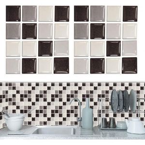 Lot de 20 autocollants muraux pour dosseret (10 x 10 cm) pour carrelage mural adhésif de cuisine, autocollants de salle de bain, carrelage mural adhésif de salle de bain - Neuf