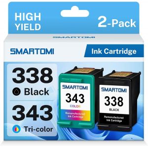 338 343 Multipack de 2 Cartouches d'encre compatibles avec modèles HP 338 343 pour imprimantes HP DeskJet 460 5740 6540 6620 6840 9800 PhotoSmart 2575 2610 8450 Pro B8360 PSC 1610 1613 2355 - Neuf