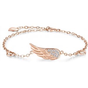 Bracelet Cha&icirc;ne R&eacute;glable En Argent Aterling 925 Avec Aile D'ange En Forme D'ailes D'ange En Diamant Plaqu&eacute; Or Blanc - Cadeau Pour Femme Fille F&ecirc;te Des M&egrave;res - Neuf