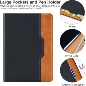 Coque Pour Ipad 9/8/7 G&eacute;n&eacute;ration 10.2 Pouces - Ipad Air 3/Pro 10,5 Housse Cuir Pu [R&eacute;veil/Veille Automatique] Etui De Protection Avec Support Fonction Pour Ipad 2021/2020/2019, Noi[Coq9128180] - Neuf