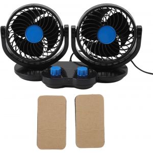 Ventilateur Double Pour Voiture, Rotatif À 360°, Double Tête, Accessoire D'intérieur De Voiture 12 V - Neuf