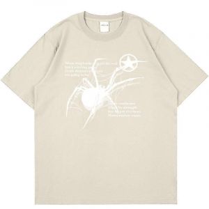 Y2k Coréen Hommes Streetwear Spider Graphique Acubi Harajuku Egirl T-Shirts À Manches Courtes Grunge Esthétique Oversize Tops Alt Clothing - Neuf