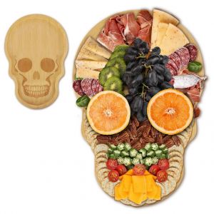 Planche A Decouper Fromage Et Charcuterie En Bambou, Grande Taille, Motif Crane Amusant, Ideale Pour Halloween - Neuf