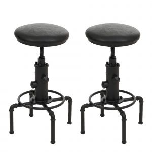 Lot de 2 tabourets de bar HWC-N23, tabourets de bar pivotants et r&eacute;glables en hauteur, style industriel, m&eacute;tal et similicuirnoir - Neuf