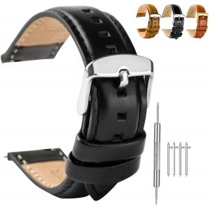 Kal-Bracelet De Montre En Cuir À Fermeture Rapide Pour Homme Et Femme - 18 Mm, 20 Mm, 22 Mm - Bracelet De Montre Universel En Cuir - Neuf