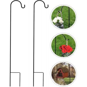 Eryi-Crochets En Métal De Jardin, 120cm Crochets Pour Mangeoire À Oiseaux, Pour Suspendre Des Pots De Fleurs, Lanternes, Lampes Solaires De Jardin, Décorations De Mariage (2 Pièces Noir) - Neuf