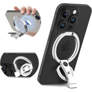 MDY-Anneau Téléphone Magnétique pour MagSafe 360° Rotation, Téléphone Portable Anneau de Support pour téléphone avec Béquille Ring Holder pour iPhone 16 Pro Max 14 13 12.SDJ Sliver - Neuf