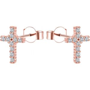 Kal-Boucle D'oreille En Argent 925, Croix Religieux Argent Boucle D Oreille Femme, Zircone Petites Boucles D'oreilles Pour Fille Enfant Boucle D'oreille Bijoux - Neuf