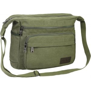 nzqaf-Sac à bandoulière en toile pour homme/femme avec plusieurs poches pour l'école voyages pêche camping travail au quotidien,15 inchs - Neuf