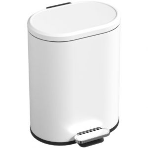 T0002-01-15466 &ndash; Poubelle &agrave; 12 litres &agrave; commande &agrave; pied (blanche), fonction de lib&eacute;ration progressive, dimensions : 30 x 25,5 x 37,5 cm.Ce grand poubelle &agrave; p&eacute;dales int&egrave;gre un compartiment int&eacute;rieur - Neuf