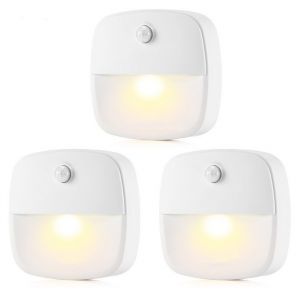3pcs Lumiere Détecteur De Mouvement Interieur,Lampe Detecteur De Mouvement Pile,Veilleuse Led Automatiquel Pour Chambre,Couloir,Escalier - Neuf