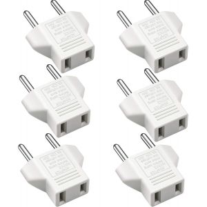 Eryi-Adaptateur Us Vers Eu, [Lot De 6] 2 Broches Cn Chine Usa Americaine À 2 Broches Eu Europe France, Allemagne, Espagne, Égypte Et Plus - Blanc - Neuf