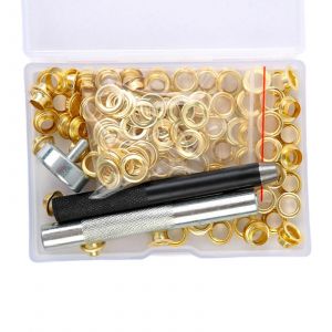 Kit de 100 oillets metalliques de 6 mm, 8 mm et 10 mm avec outil de perforation pour rideaux, ceintures et toiles - Neuf