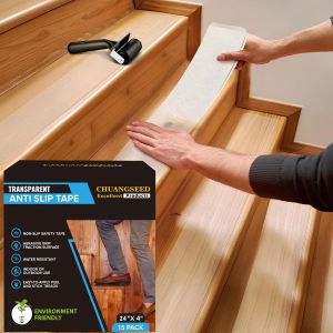Asfasfq-15 Bandes 10cmx61cm,Transparent Ruban Adhésif Antidérapant Escalier,Bandes Antidérapantes Pour Bois Escaliers Et Salle De Bain,Clear Antiderapant Autocollant Pour Marche Escalier Interieur - Neuf