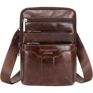 CAUC-Cuir D'&eacute;paule Messenger Sac pour Hommes Femmes Casual Business Porte-documents Cross Body Pochette Pack Fourre-tout T&eacute;l&eacute;phone Sacs &Agrave; Main Sling Poitrine Poche - Neuf
