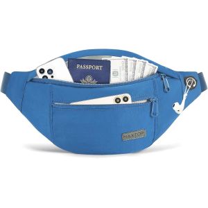 KALANKA-Grand Sac Banane pour Femme et Homme, Sac Banane avec Prise Casque et 4 Poches zippées, Ceinture réglable pour Le Cyclisme, la Course, Le Jogging, Les Voyages, l'extérieur - Neuf