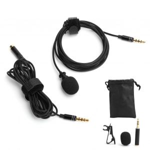 Microphone cravate professionnel, mini-collier, clip micro, cable audio 3,5 mm, 2 m, enregistrement en direct, noir - Neuf