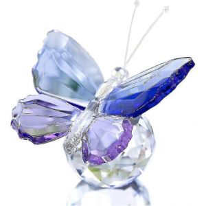 Papillon En Verre Bleu Et Violet Avec Base &Agrave; Boule,Presse-Papier D&eacute;coratif Ornement Figurine En Cristal Pour Le Salon,Souvenirs D'anniversaire D&eacute;coration Int&eacute;rieure - Neuf