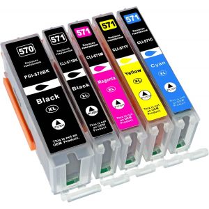 Lot de 5 Cartouches d'encre XL de Rechange pour Canon 570 Pixma TS 5050 5051 5053 5055 6050 6051 6052 8050 8051 8052 8053 9050 9055 - Neuf