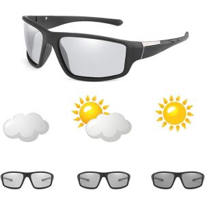 Lunettes De Soleil Polarisées Photochromiques Lunettes De Soleil Sport Cyclisme Lunettes De Soleil Mode Lunettes De Soleil Verres Changeants Pour Conduite Noir, Noir - Neuf