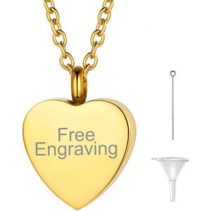 Kal-Collier Pendentif Urne Funeraire Chat Chien Personnalisable, Médaillon Funéraire Cendres Acier Inoxydable Avec Chaine Réglable 50+5 Cm,Bijoux Mémorial Crémation Souvenir Animaux Cécédé - Neuf
