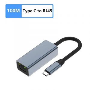 (100M Type C)Adaptateur USB3.1 Type C vers Ethernet RJ45 Lan Gigabit,HUB 100/1000M,carte réseau pour ordinateur portable MacBook Xiaomi Mi Box Nintendo Switch - Neuf