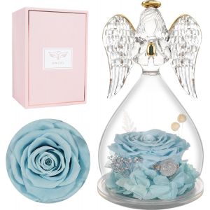 Rose Eternelle Cadeau Femme, Fleur Eternelle Cadeau Anniversaire Femme Mariage, Rose &Eacute;ternelle Guardian Ange Figurine Cadeaux Maman Mamie Belle Mere, Cadeaux Noel Saint Valentin Fete des Meres - Neuf