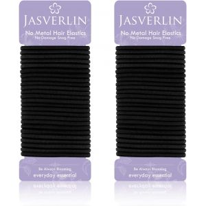 Kalanka-Lot De 50 &Eacute;lastiques &Agrave; Cheveux Tress&eacute;s Sans M&eacute;tal - 4 Mm - Pour Queue De Cheval - Pour Femmes Et Filles - Cheveux &Eacute;pais - Sans Dommage - 1/8" - Noir - Neuf