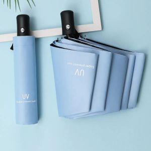 Parapluie pliant automatique à 8 nervures,compact,léger,durable,protection UV,pluie et soleil,parasol automatique - BLEU CIEL-B-B - Neuf