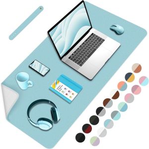 KALANKA-Tapis de bureau double face, grand tapis de souris imperméable en cuir synthétique, tapis de bureau pour ordinateur portable, housse de protection à double usage pour clavier de bureau ou dom - Neuf