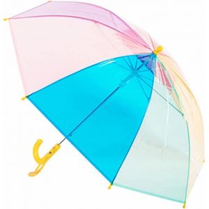 Parapluie Arc-En-Ciel Pour Enfants Nervures Incassables &Agrave; 8 Fibres Parapluie &Agrave; Bulles Transparent &Agrave; Poign&eacute;e Incurv&eacute;e Pour Cadeau D'anniversaire De No&euml;l,Jaune - Neuf