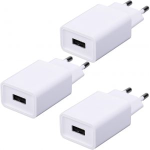 3 Pack Adaptateur Prise USB,5V/2A Chargeur Secteur Compatible avec Lecteur ebook/Jouet/&eacute;couteurs/LED Lights/Monitoring/Tel&eacute;fonos m&oacute;viles - Neuf